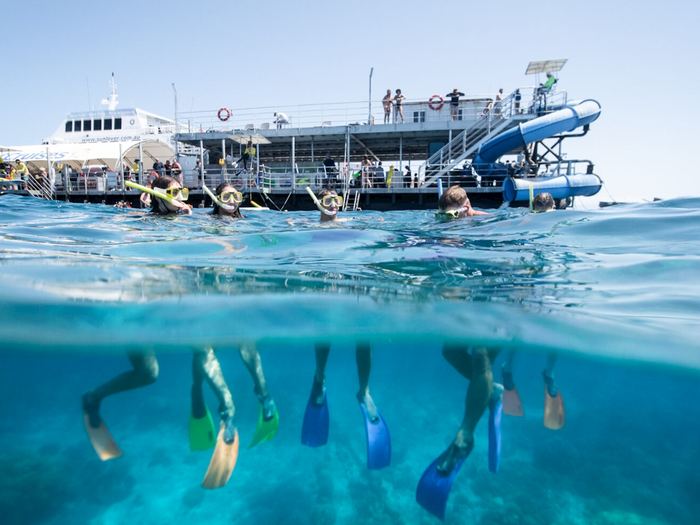 Reef pontoon on the outer Great Barrier Reef